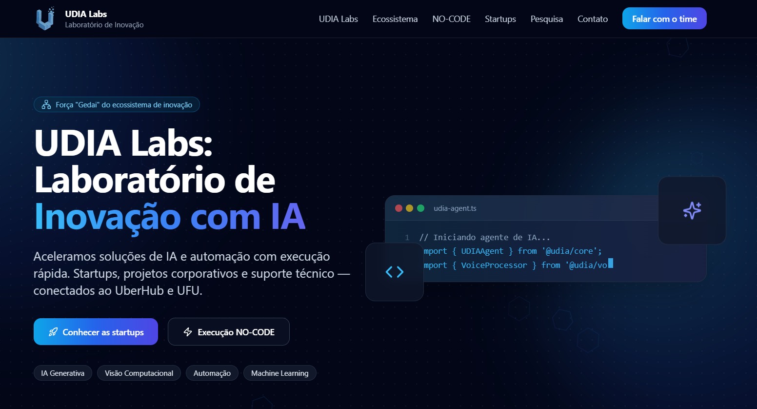 Desenvolvimento site Udialabs